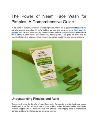 the power of neem face wash for pimples