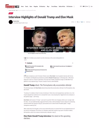 Interview Highlights of Donald Trump and Elon Musk