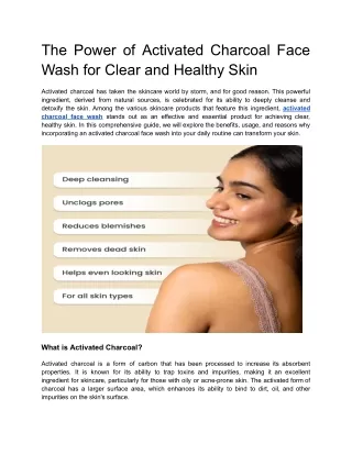 The Power of Activated Charcoal Face Wash for Clear and Healthy Skin
