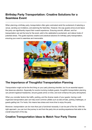 birthday party transportation creative solutions