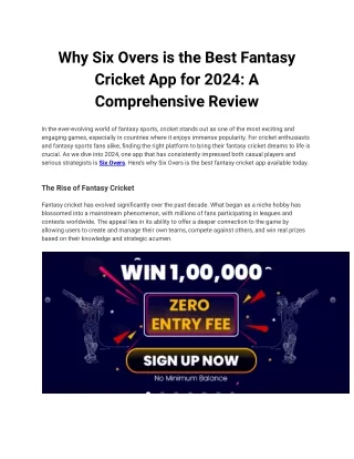 Why Six Overs is the Best Fantasy Cricket App for 2024_ A Comprehensive Review