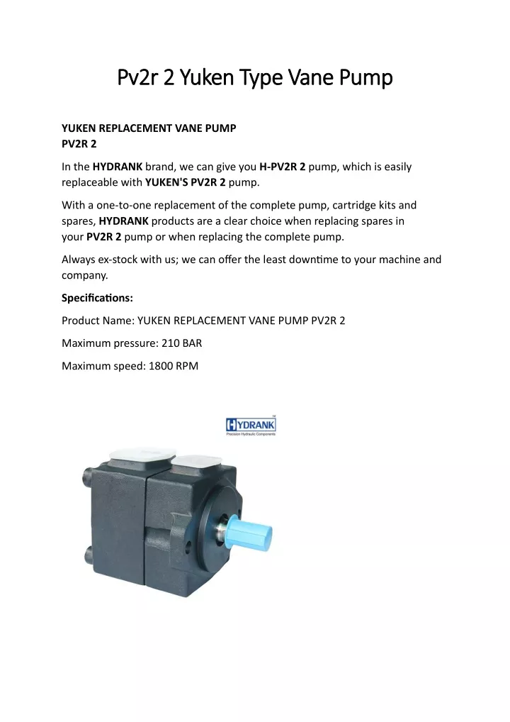 pv2r 2 yuken type vane pump pv2r 2 yuken type