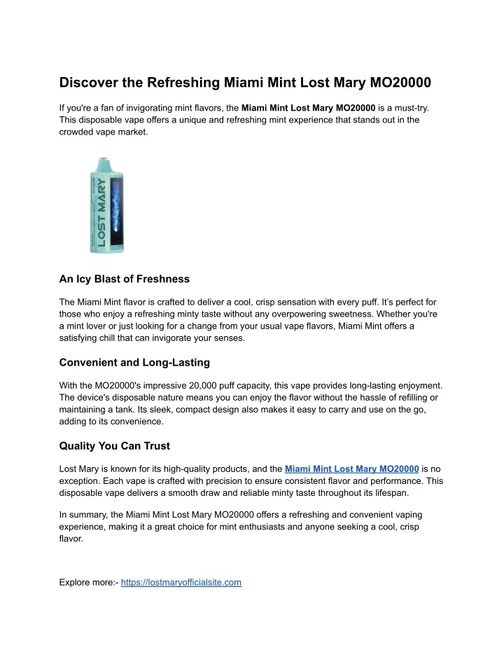 discover the refreshing miami mint lost mary