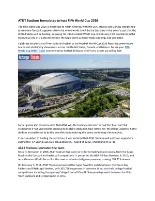 AT&T Stadium formulates to host FIFA World Cup 2026