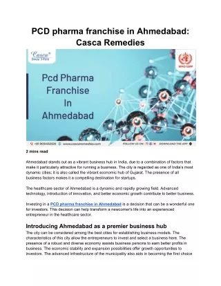 PCD pharma franchise in Ahmedabad