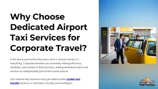 Why Choose Dedicated Airport Taxi Services for Corporate Travel?