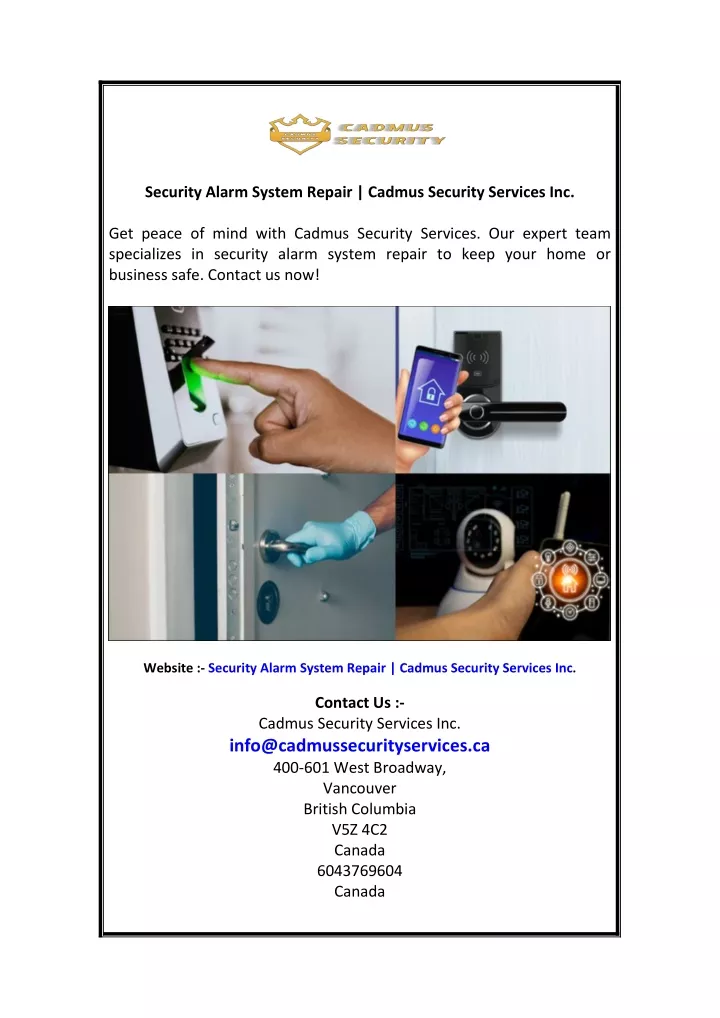 security alarm system repair cadmus security