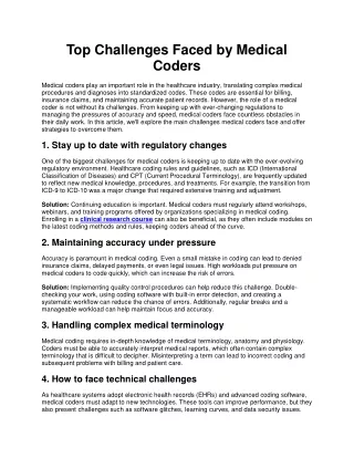 Top Challenges Faced by Medical Coders