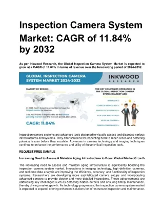 Inspection Camera System Market: CAGR of 11.84% by 2032