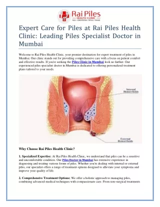 expert care for piles at rai piles health clinic