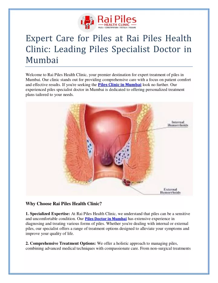 expert care for piles at rai piles health clinic