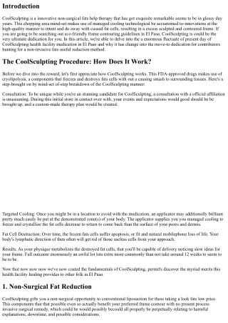 Exploring the Benefits of CoolSculpting Treatment in El Paso
