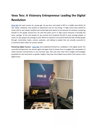 Vova Tess: A Visionary Entrepreneur Leading the Digital Revolution