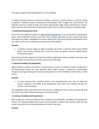the impact of agile product development on time