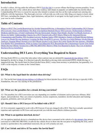 Recognizing DUI Laws: Everything You Need to Know