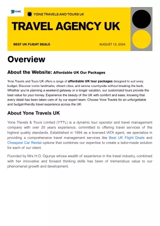 Transparent Pricing | Yone Travels and Tours UK