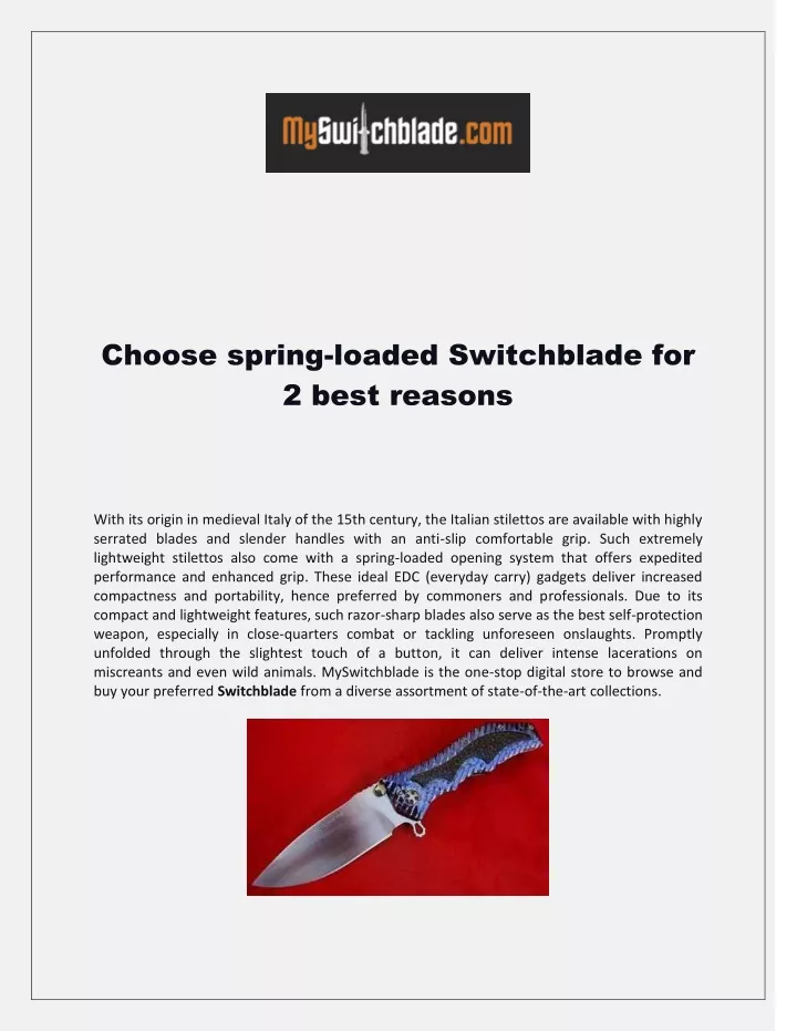 choose spring loaded switchblade for 2 best