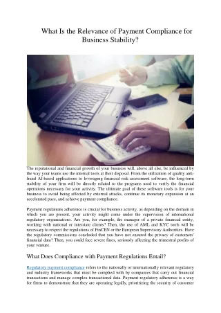 what is the relevance of payment compliance