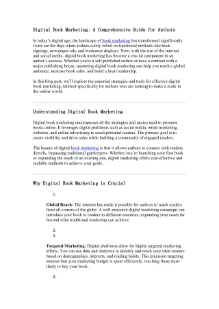 Digital Book Marketing: A Comprehensive Guide for Authors