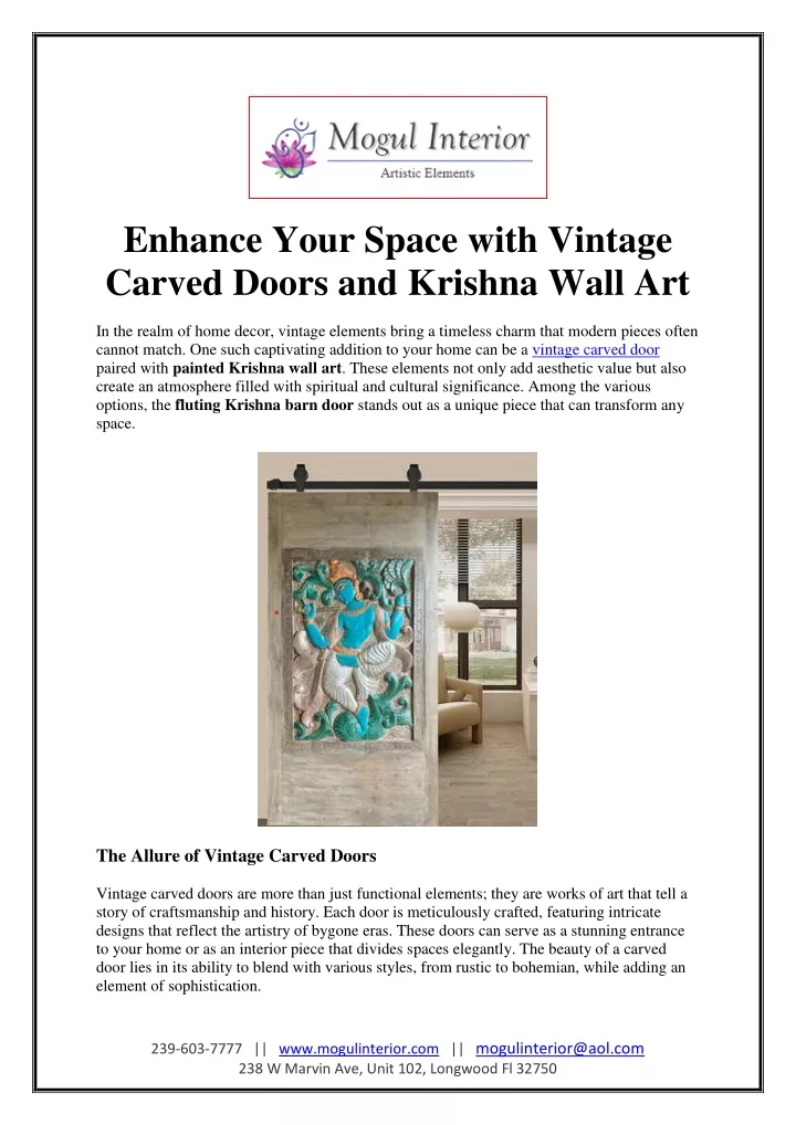 enhance your space with vintage carved doors