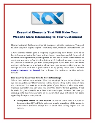 Essential Elements That Will Make Your Website More Interesting to Your Customers