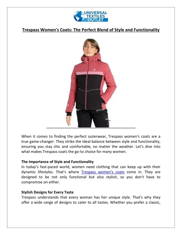 trespass women s coats the perfect blend of style