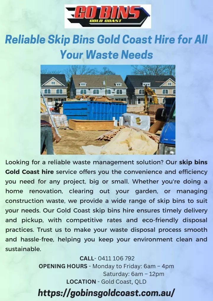 reliable skip bins gold coast hire for all your