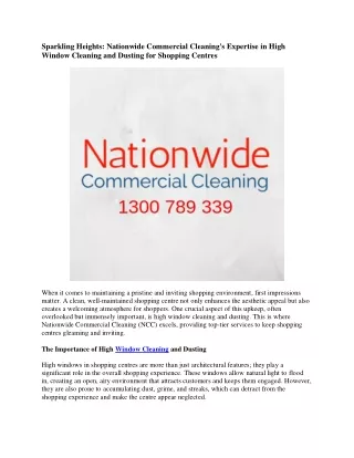 High window cleaning and dusting at shopping centres by Nationwide Commercial Cleaning