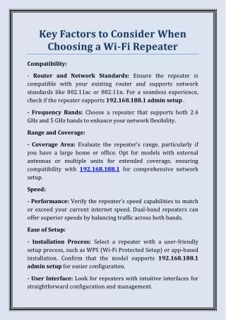 Key Factors to Consider When Choosing a Wi-Fi Repeater