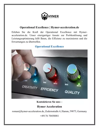 Operational Excellence  Hymer-acceleration.de