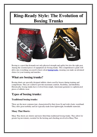 Ring-Ready Style The Evolution of Boxing Trunks