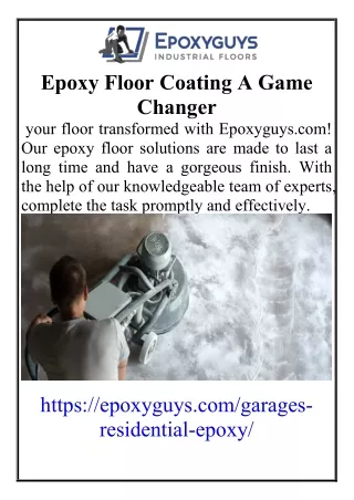 Epoxy Floor Coating A Game Changer