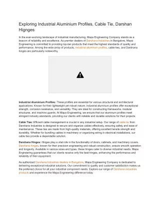 Exploring Industrial Aluminium Profiles, Cable Tie, Darshan Hignges