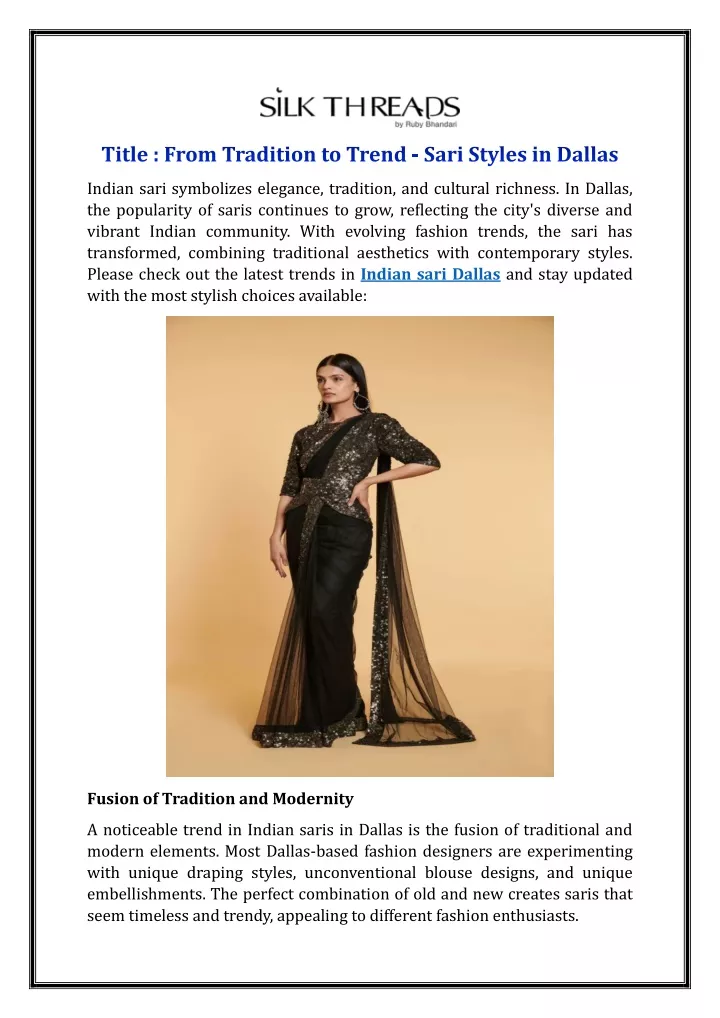 title from tradition to trend sari styles