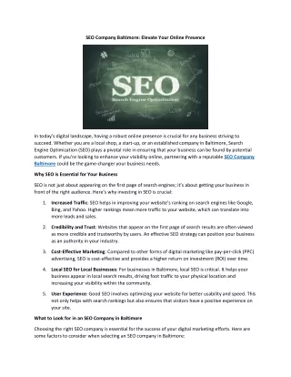 seo company baltimore elevate your online presence