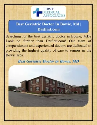 Best Geriatric Doctor In Bowie, Md   Drsfirst.com