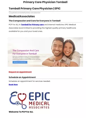 Primary Care Physician Tomball and Houston -EPIC Medical Associates