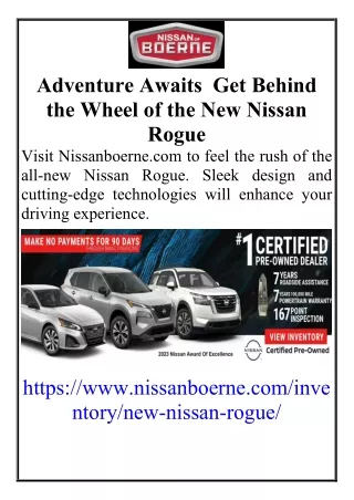 Adventure Awaits  Get Behind the Wheel of the New Nissan Rogue