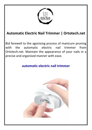 Automatic Electric Nail Trimmer  Ortotech.net