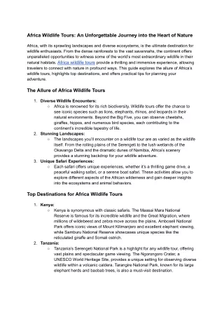 Africa wildlife tours