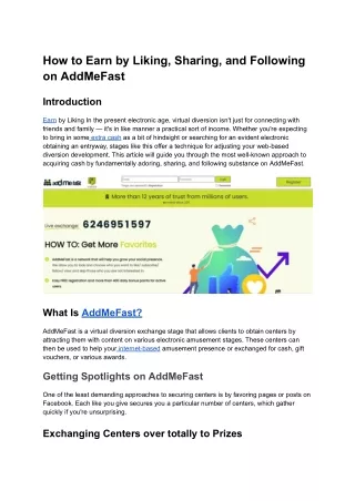 How to Earn by Liking, Sharing, and Following on AddMeFast