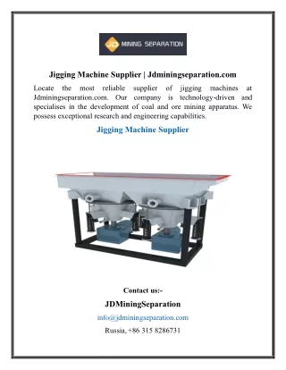 Jigging Machine Supplier  Jdminingseparation