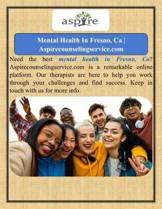 Mental Health In Fresno, Ca   Aspirecounselingservice.com