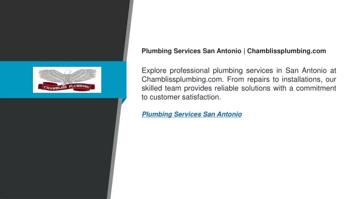 plumbing services san antonio chamblissplumbing