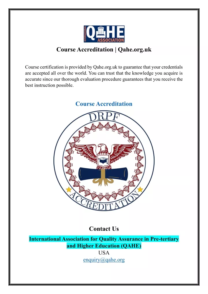 course accreditation qahe org uk