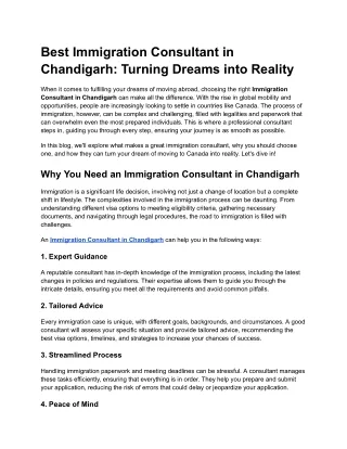 Best Immigration Consultant in Chandigarh_ Turning Dreams into Reality
