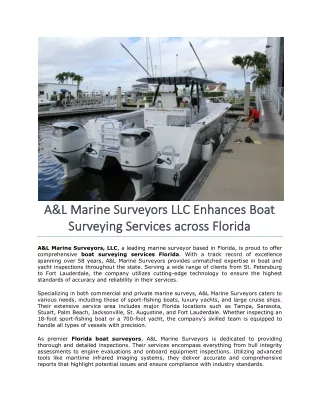 A&L Marine Surveyors LLC Enhances Boat Surveying Services across Florida