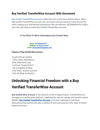 Buy Verified TransferWise Account