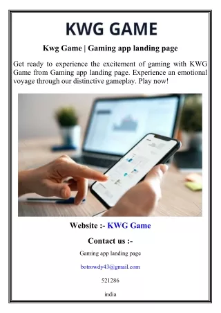 kwg game gaming app landing page
