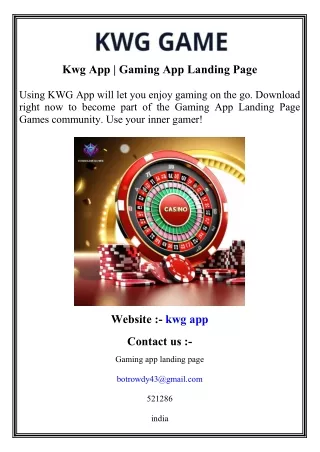kwg app gaming app landing page